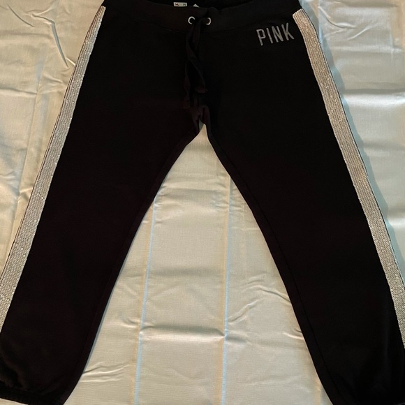 💕VS PINK💕RARE💕PEARL BLING LOGO SIGNATURE PANT M - Picture 3 of 7